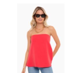 Strapless Poppy Red Crepe Marin Top